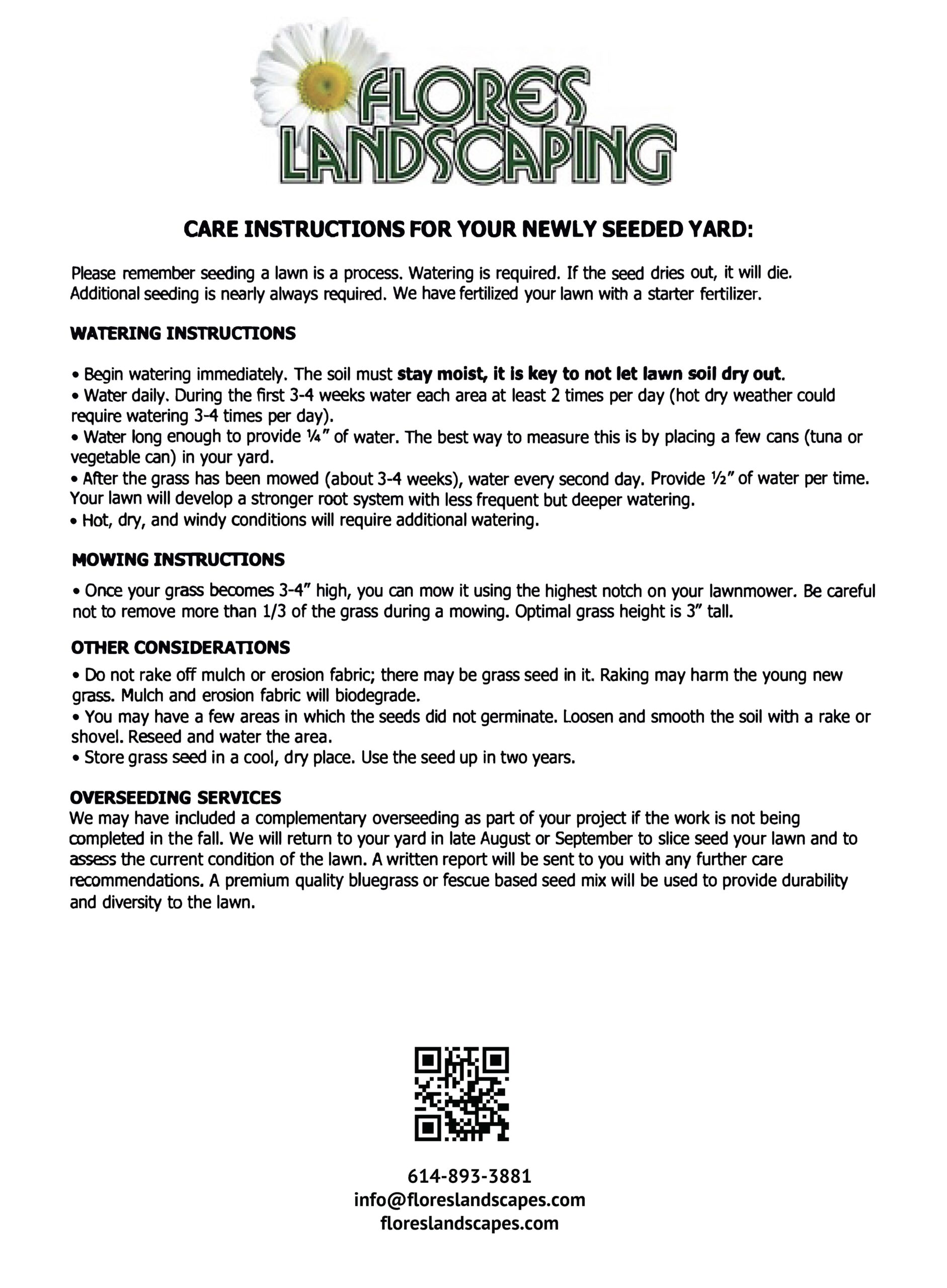 Watering Instructions for your newly seeded yard