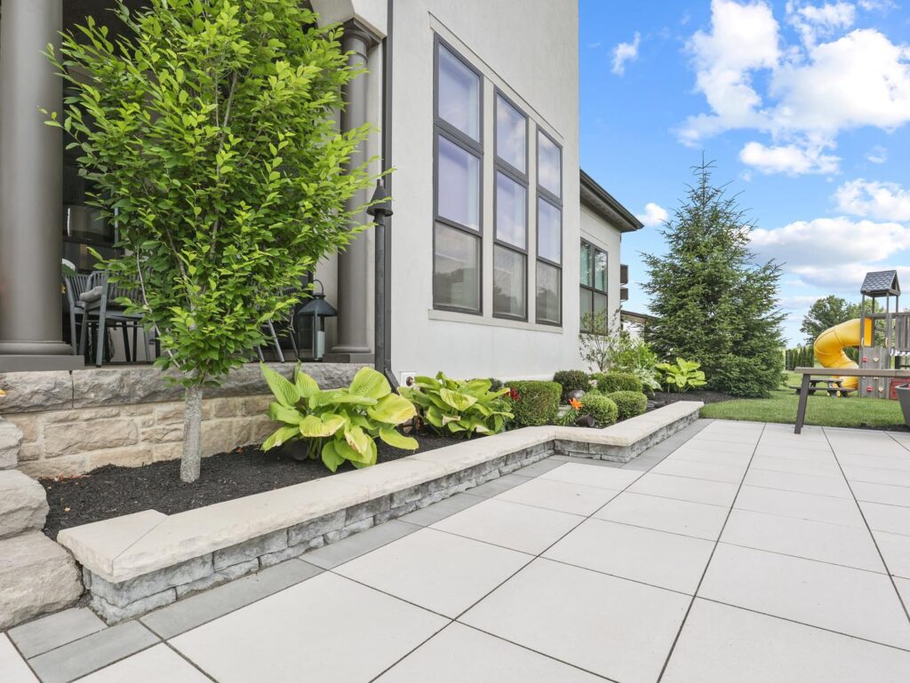 Flores Mulch Bed Walls #15 - Flores Landscapes Stone wall garden installation Central Ohio