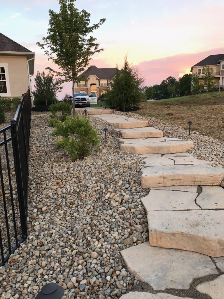 Flores Paver Pathway #4 - Flores Landscapes Unique paver pathways crafted with large limestone rocks in Central Ohio