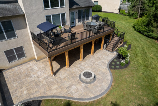 Upper Arlington, Ohio aerial view of deck & patio